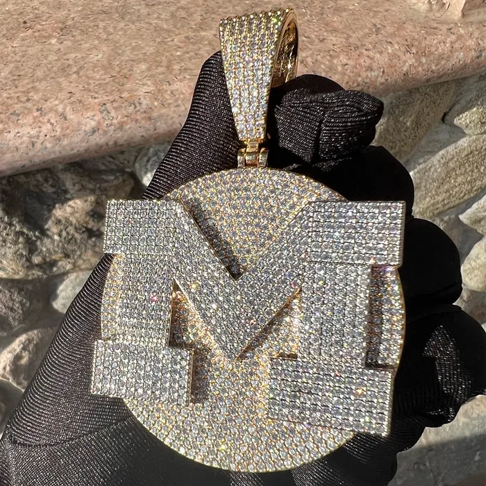 INITIAL Necklaces VVS Shine Tennis Stoned Iced Out Initial Custom Name Necklace Pendant