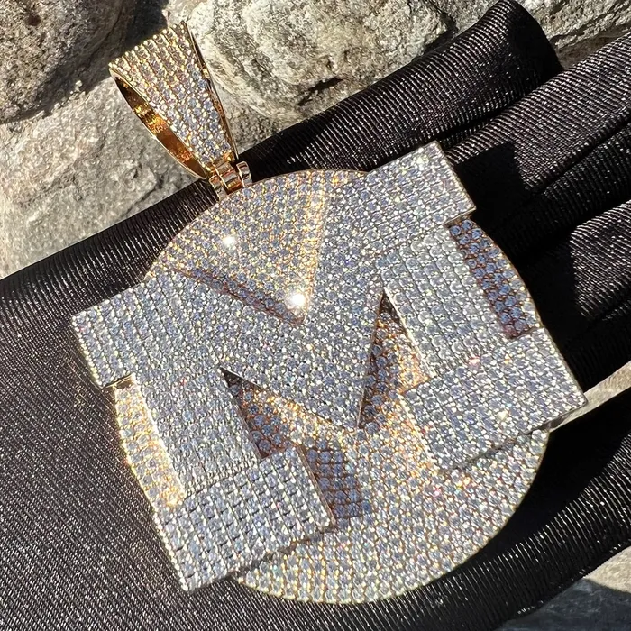 INITIAL Necklaces VVS Shine Tennis Stoned Iced Out Initial Custom Name Necklace Pendant