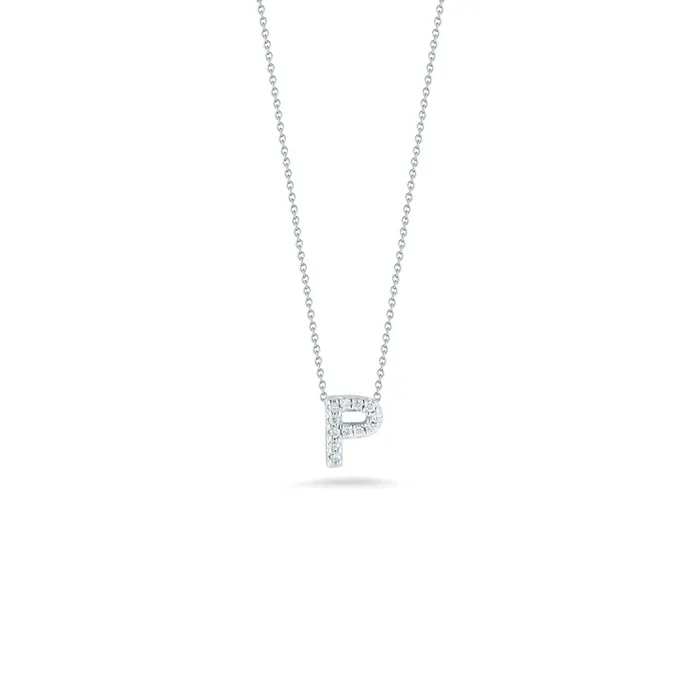 Necklaces 18K WHITE GOLD TINY TREASURES DIAMOND LOVE LETTER P NECKLACE ROBERTO COIN