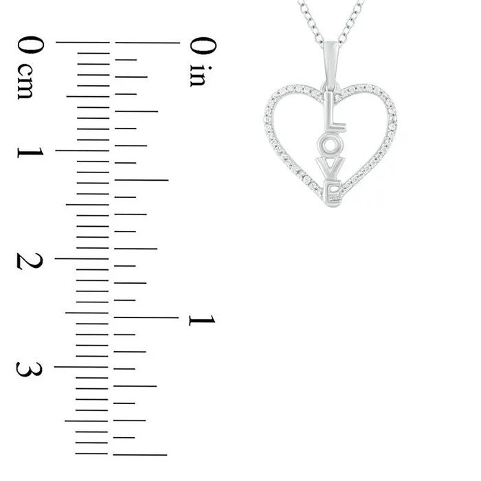 01 CT TW Natural Diamond Vertical LOVE Heart Outline Pendant in Sterling Silver Goldia Necklaces 01 CT TW Natural Diamond Vertical LOVE Heart Outline Pendant in Sterling Silver Goldia Necklaces