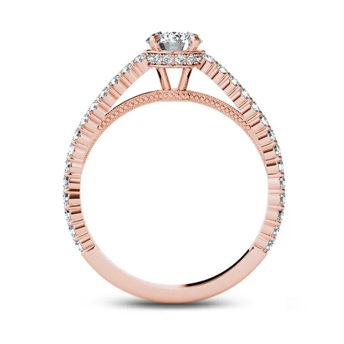 075 CT TW Natural Diamond Etched Engagement Ring in Solid 14K Rose Gold Goldia Rings 075 CT TW Natural Diamond Etched Engagement Ring in Solid 14K Rose Gold Goldia Rings