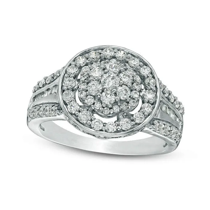 10 CT TW Composite Natural Diamond Frame MultiRow Ring in Solid 10K White Gold Goldia Rings