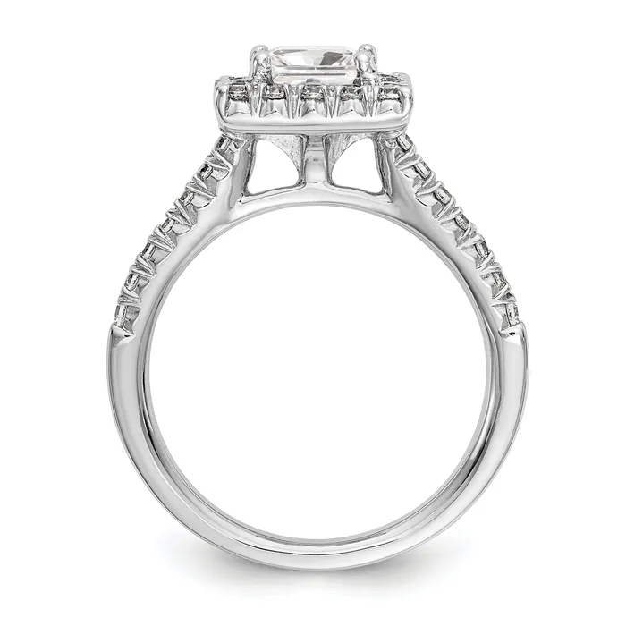 100ct CZ Solid Real 14K White Gold Square Halo Engagement Ring Goldia Rings