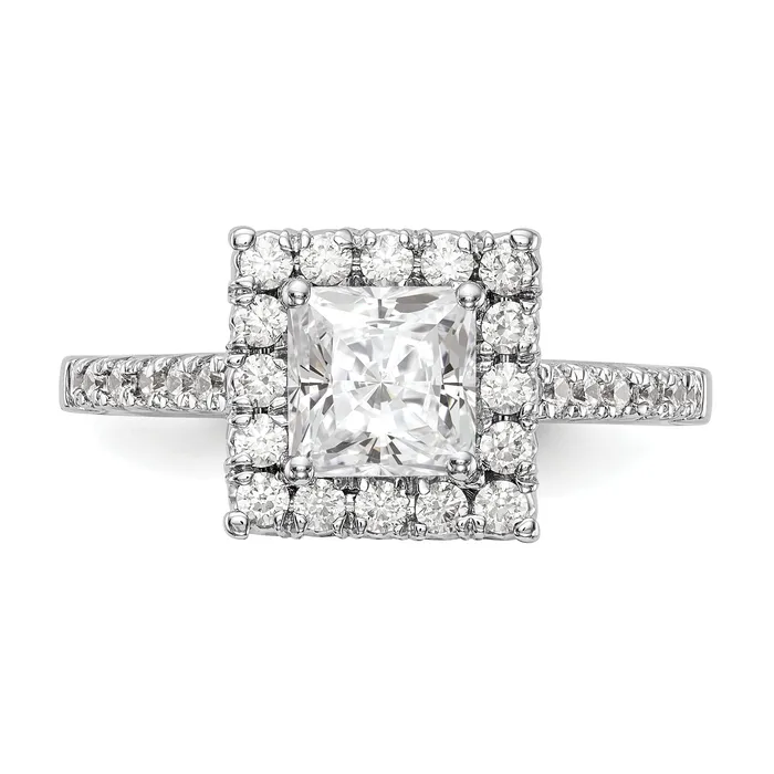 100ct CZ Solid Real 14K White Gold Square Halo Engagement Ring Goldia Rings