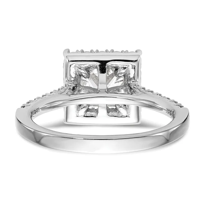 100ct CZ Solid Real 14K White Gold Square Halo Engagement Ring Goldia Rings