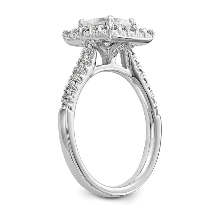100ct CZ Solid Real 14K White Gold Square Halo Engagement Ring Goldia Rings