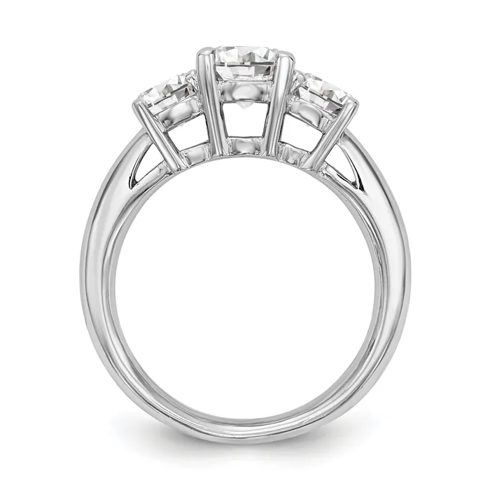 150ct CZ Solid Real 14K White Gold 3Stone Engagement Ring Goldia Rings