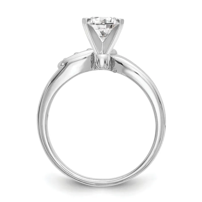 14k White Gold Peg Set Simulated Diamond By Pass Engagement Ring Goldiacom Rings