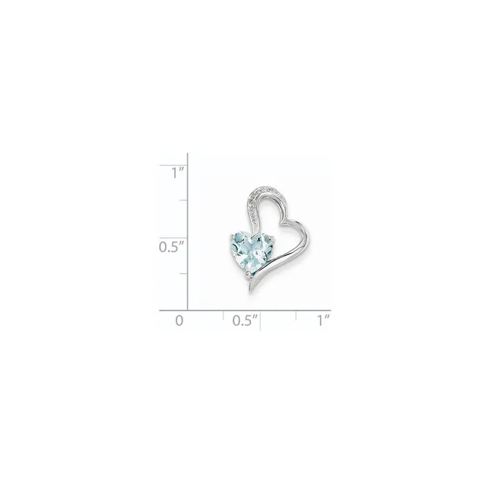 14k White Gold Real Diamond and Blue Topaz Heart Pendant Goldia Necklaces