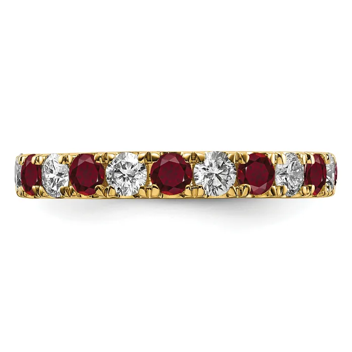 14k Yellow Gold 1 15 Ct Lab Grown Diamond VSSI G and Lab Created Ruby Eternity Band Ring Goldia Rings