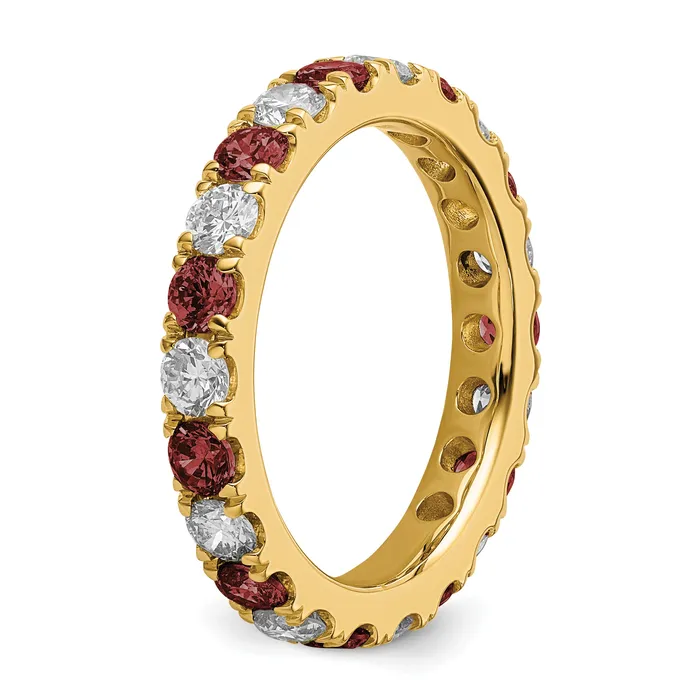 14k Yellow Gold 1 15 Ct Lab Grown Diamond VSSI G and Lab Created Ruby Eternity Band Ring Goldia Rings