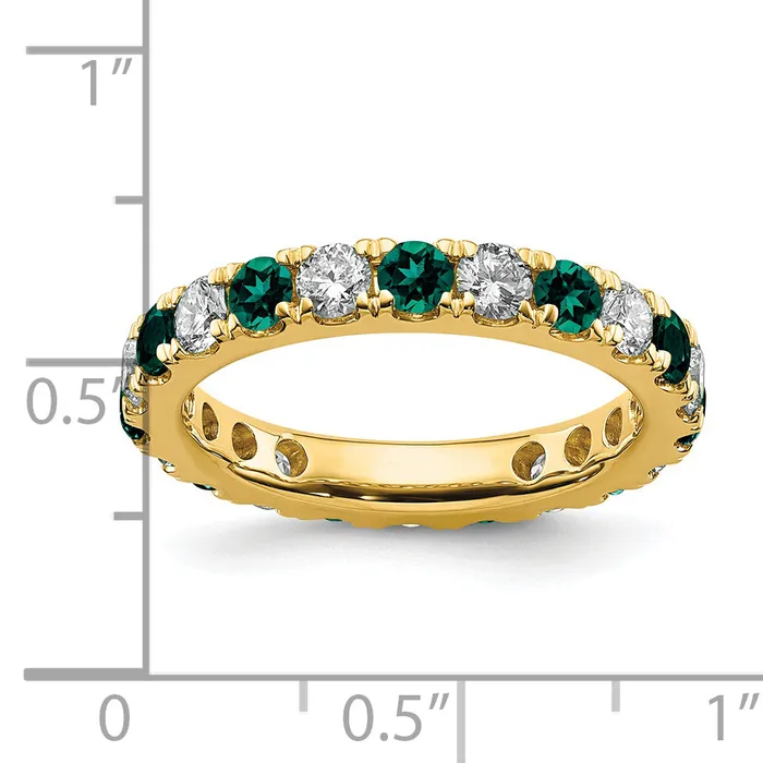 14k Yellow Gold 1 Ct Lab Grown Diamond VSSI G and Lab Created Alexandrite Eternity Band Ring Goldia Rings