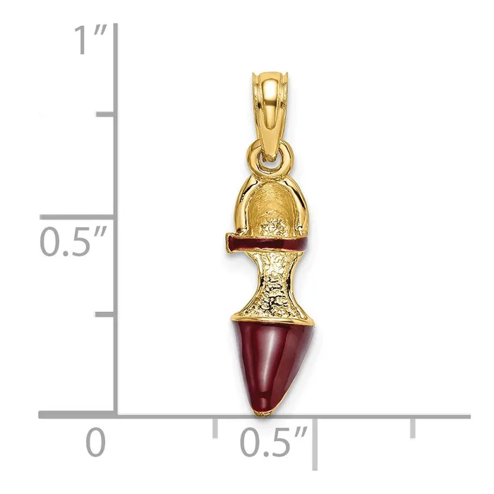 14k Yellow Gold 3D Maroon Enamel Closed Toe High Heel Charm Goldia Charm Necklaces
