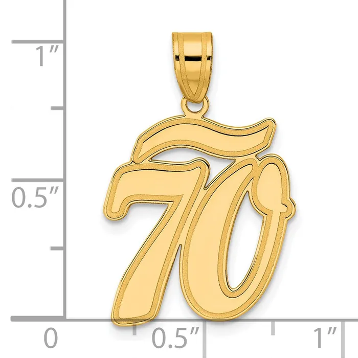 14k Yellow Gold Brushed Border Script Number 70 Pendant Goldia PreStyled Sets