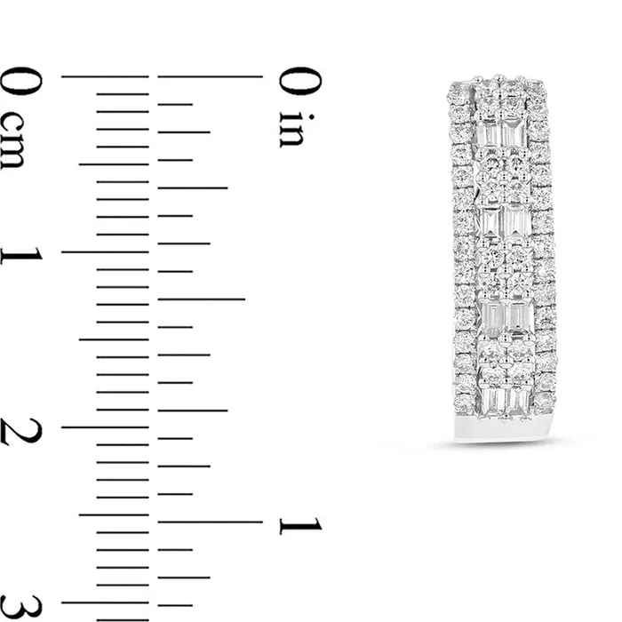 Earrings Goldia 088 CT TW Baguette and Round Diamond MultiRow Hoop Earrings in 18K White Gold HSI2 Earrings Goldia 088 CT TW Baguette and Round Diamond MultiRow Hoop Earrings in 18K White Gold HSI2