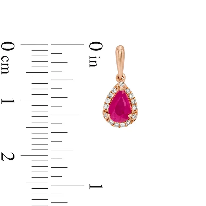 Earrings Goldia PearShaped Ruby and 01 CT TW Diamond Frame Drop Earrings in 10K Rose Gold Earrings Goldia PearShaped Ruby and 01 CT TW Diamond Frame Drop Earrings in 10K Rose Gold