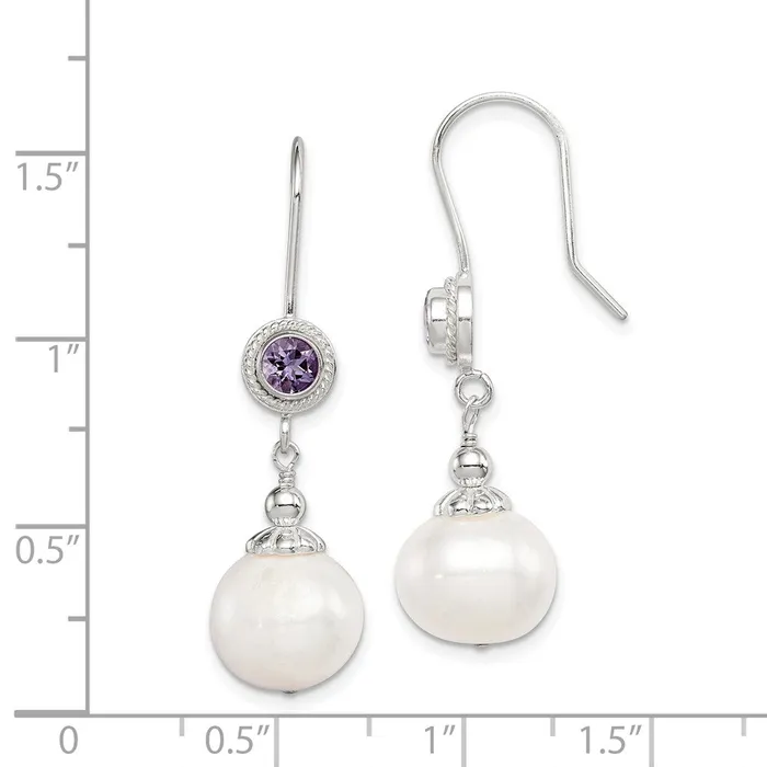 Earrings Goldia Sterling Silver Amethyst FW Cultured Pearl Dangle Earrings