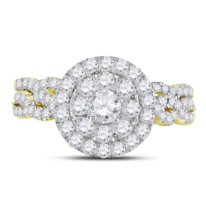 gndatlanta Rings 14kt Yellow Gold Round Diamond Twist Bridal Wedding Ring Band Set 1 Cttw