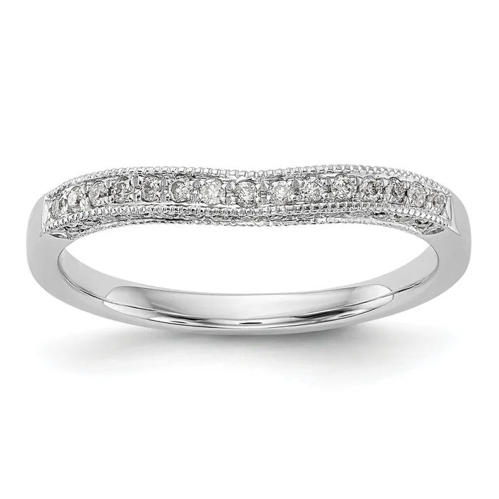 Goldia 027ct CZ Solid Real 14K White Gold Wedding Band Ring Rings