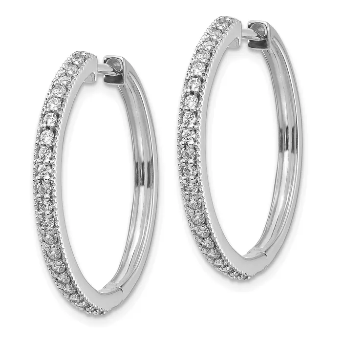 Goldia 14k White Gold 12 Ct Lab Grown Diamond VSSI G Miligrain Hinged Hoop Earrings Earrings