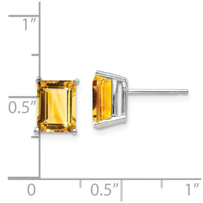 Goldia 14k White Gold 8x6mm Emerald Cut Citrine Earrings Earrings