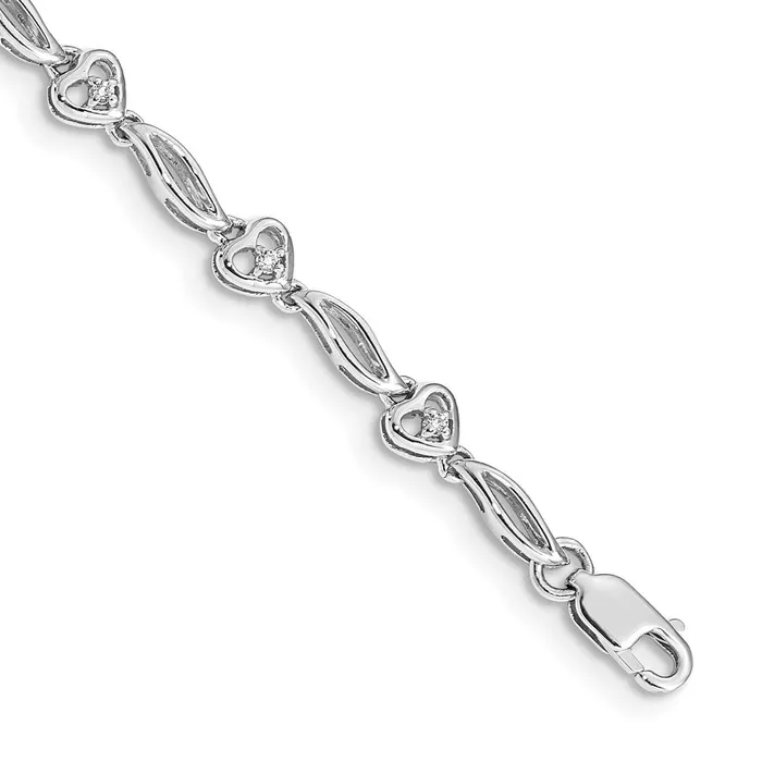 goldiaca Bracelets 14k White Gold Polished Natural Diamond Heart Bracelet