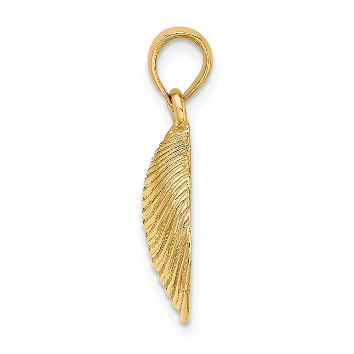 Goldia Charm Necklaces 14k Yellow Gold Textured Clam Shell Charm