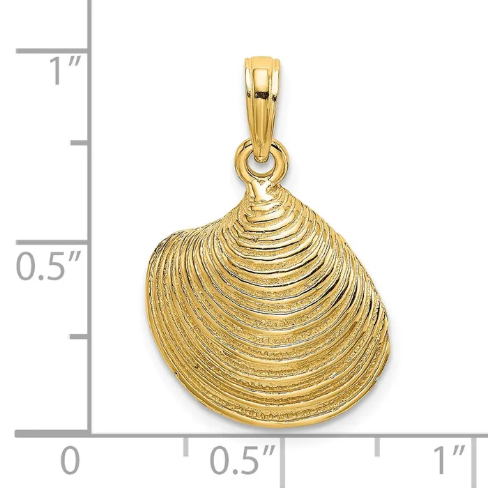Goldia Charm Necklaces 14k Yellow Gold Textured Clam Shell Charm