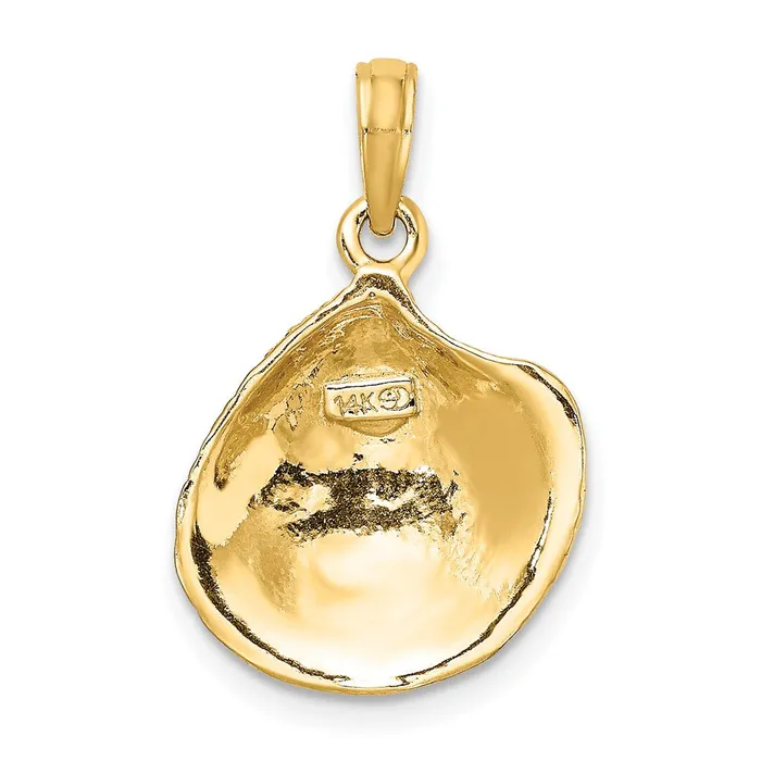 Goldia Charm Necklaces 14k Yellow Gold Textured Clam Shell Charm