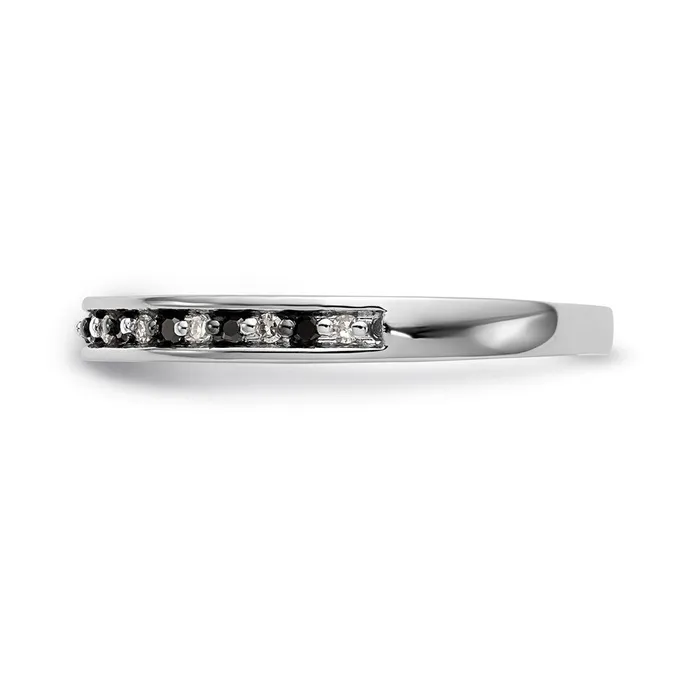 Goldiacom Rings 14k White Gold Black and White Real Diamond Band