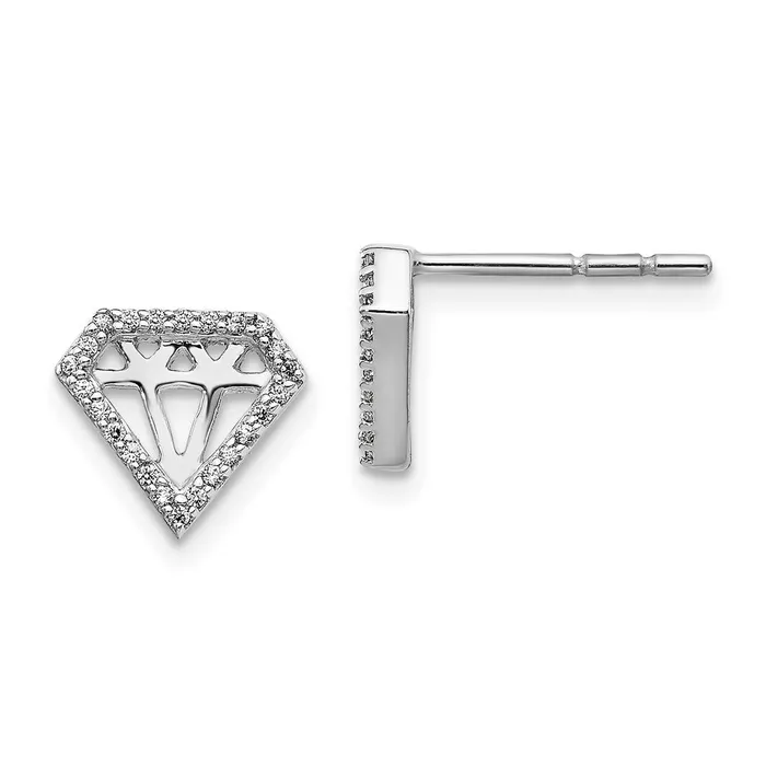 Goldia Earrings Solid 14k White Gold Simulated CZ GemstoneShaped Earrings