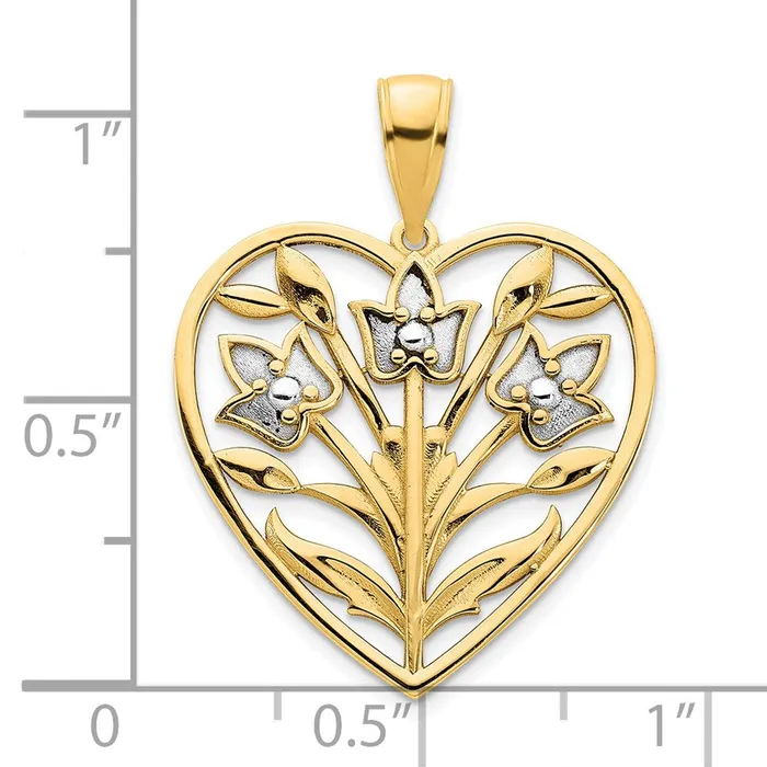 Goldia Necklaces 14k Yellow Rhodium Gold White Rhodium Fancy Heart Pendant