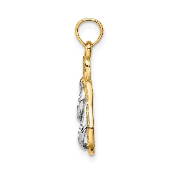 Goldia Necklaces 14k Yellow u0026 Rhodium Gold 3D wRhodium Solid Polished Sandals Pendant