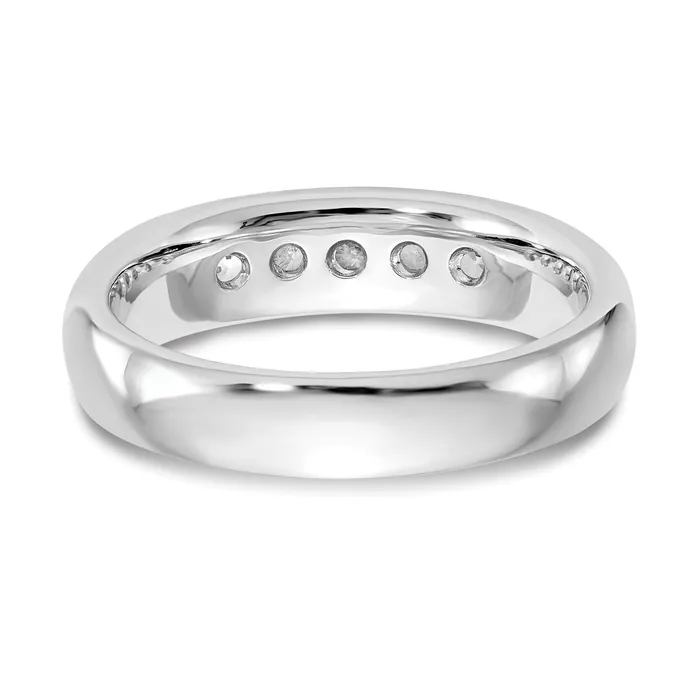 Goldia Rings 040ct CZ Solid Real 14K White Gold 5Stone Channel Wedding Band Ring