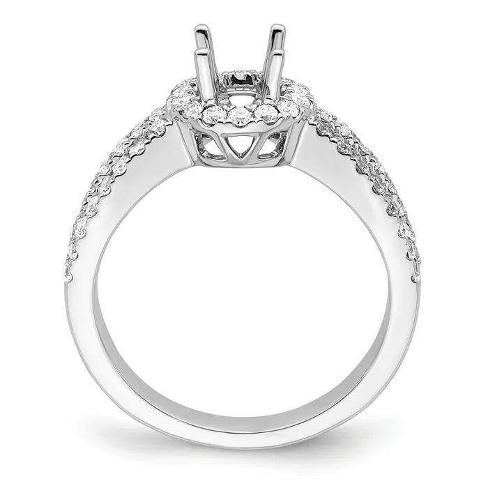 Goldia Rings 050ct CZ Solid Real 14K White Gold Round Halo Engagement Ring