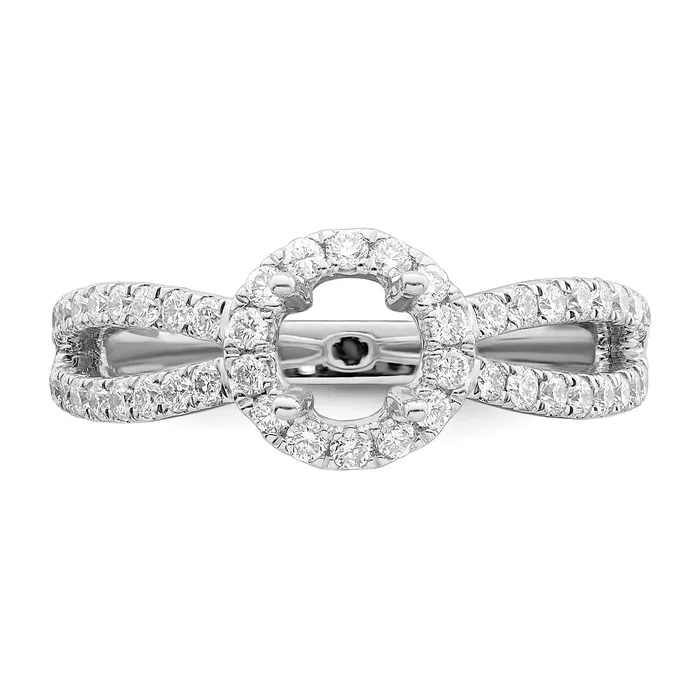 Goldia Rings 050ct CZ Solid Real 14K White Gold Round Halo Engagement Ring