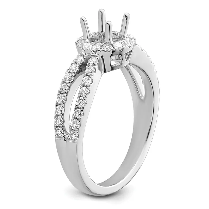 Goldia Rings 050ct CZ Solid Real 14K White Gold Round Halo Engagement Ring