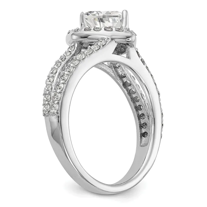 Goldia Rings 100ct CZ Solid Real 14K White Gold Heart Halo Engagement Ring