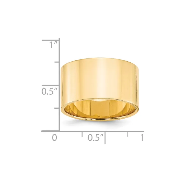 Goldia Rings Solid 10K Yellow Gold 12mm Light Weight Flat MensWomens Wedding Band Ring Size 75