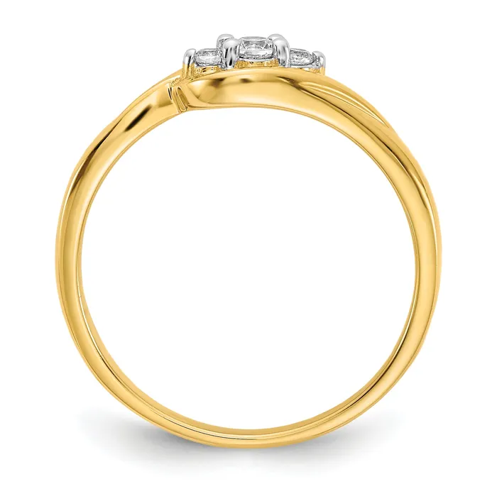 Goldia Rings Solid 14k Yellow Gold 3stone Simulated CZ Ring