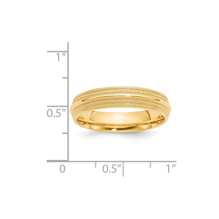 Goldia Rings Solid 14K Yellow Gold 5mm Double Milgrain Comfort Fit MensWomens Wedding Band Ring Size 55 Goldia Rings Solid 14K Yellow Gold 5mm Double Milgrain Comfort Fit MensWomens Wedding Band Ring Size 55