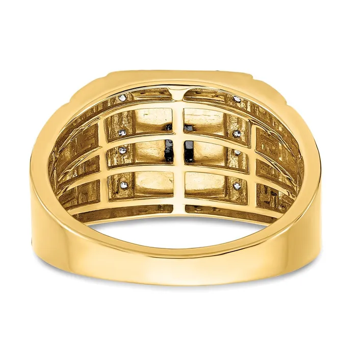 Goldia Rings Solid 14k Yellow Gold Simulated Onyx and CZ GreeK Key Design Mens Ring