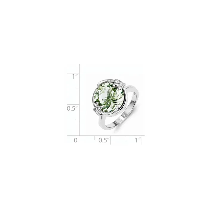 Goldia Rings Sterling Silver Green Quartz and Diamond Ring