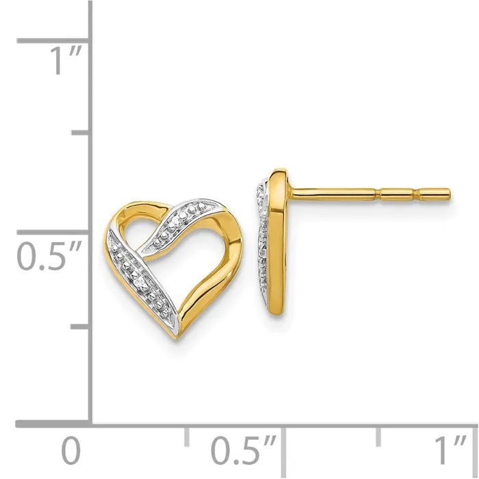 Goldia Solid 14k Yellow Rhodium and Marquise Simulated CZ Heart Post Earrings Earrings