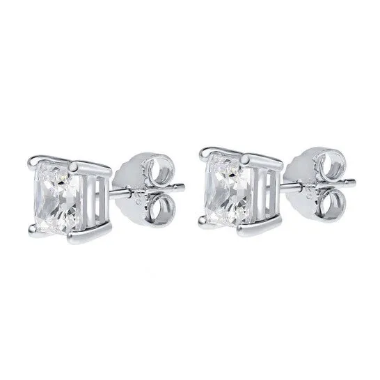 JMS always Earrings Original Maulijewels 14K White Gold 200 Ct TW Natural Princess Cut Diamond Stud Earrings With Secure Push Back
