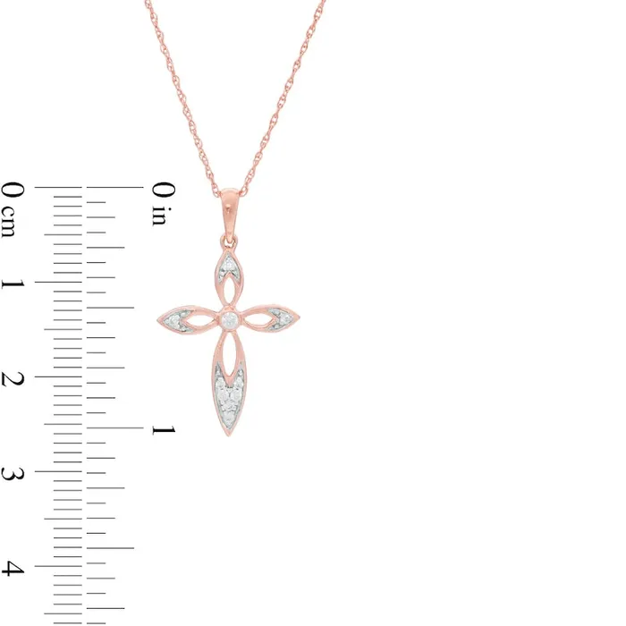 Necklaces 007 CT TW Natural Diamond Cross Pendant in 10K Rose Gold Goldia Necklaces 007 CT TW Natural Diamond Cross Pendant in 10K Rose Gold Goldia