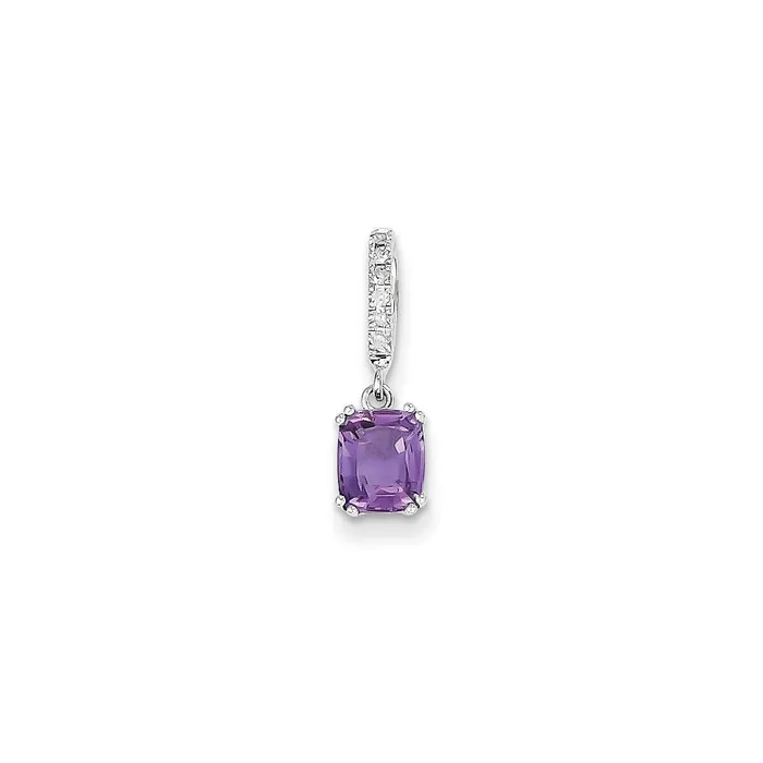 Necklaces Goldia 14k White Gold Real Diamond and Amethyst Pendant