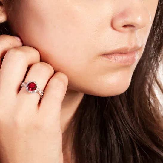 Original Elegant Confetti Womens 18K White Gold Plated Red CZ Simulated Diamond Halo Statement Cocktail Ring JMS always Rings Original Elegant Confetti Womens 18K White Gold Plated Red CZ Simulated Diamond Halo Statement Cocktail Ring JMS always Rings
