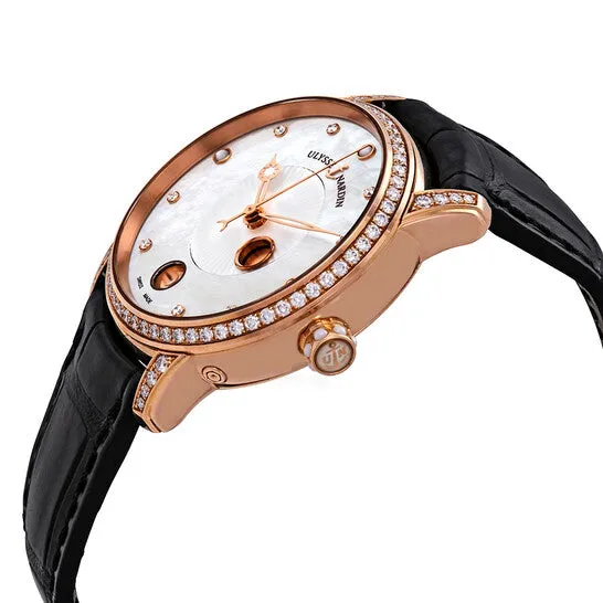 Original Ulysse Nardin Classico Luna White Mother of Pearl Dial Alligator Leather Automatic Ladies Watch 8296123BC2991 JMS always Watches