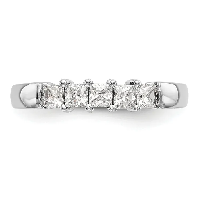 Rings Goldia 093ct CZ Solid Real 14K White Gold 5Stone Wedding Band Ring